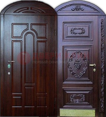 Стильная железная арочная дверь с декоративным элементом ДА-24 в Ярославле