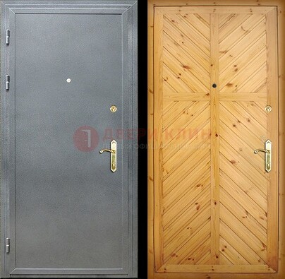 Серая металлическая дверь с евровагонкой ДЕ-12 в Ярославле