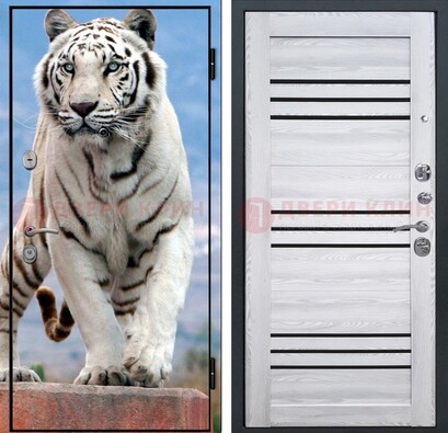 Стальная дверь с фотопечатью тигра ДФ-12 в Ярославле