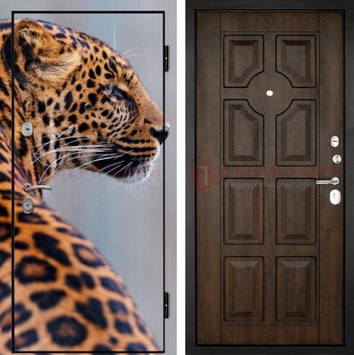 Металлическая дверь с фотопечатью леопарда ДФ-26 в Ярославле