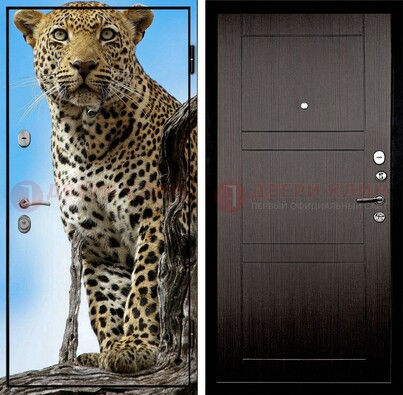 Железная дверь с рисунком гепарда снаружи ДФ-27 в Ярославле