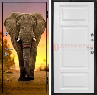 Металлическая дверь с фотопечатью слона ДФ-30 в Ярославле