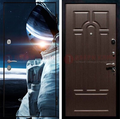 Стальная дверь с фотопечатью космонавта ДФ-4 в Ярославле