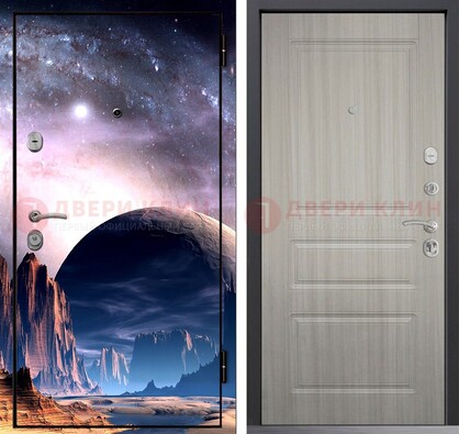 Железная дверь с фотопечатью космоса и планеты ДФ-50 в Ярославле