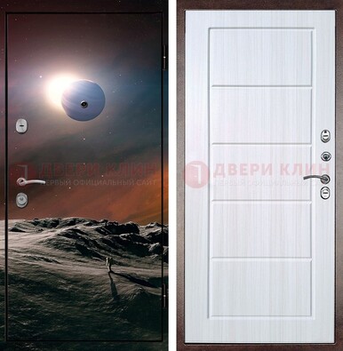 Стальная дверь с фотопечатью планет ДФ-8 в Ярославле