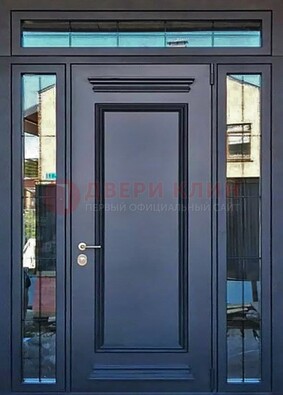 Черная металлическая дверь с фрамугой и филенкой ДФГ-19 в Ярославле
