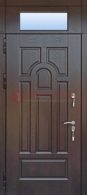 Железная дверь с фрамугой в коричневом цвете ДФГ-22 в Ярославле