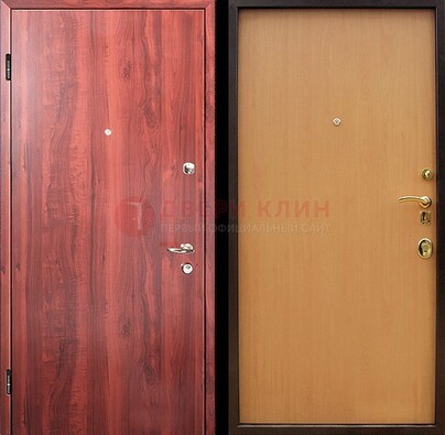 Красная железная дверь с ламинатом ДЛ-3 в Ярославле