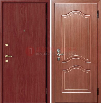 Красная металлическая дверь с ламинатом МДФ внутри ДЛ-8 в Ярославле