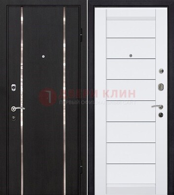 Черная входная дверь с МДФ и декоративными вставками ДМ-143 в Ярославле