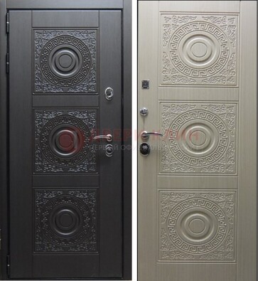 Темная стальная дверь с МДФ ДМ-161 для коттеджа в Ярославле
