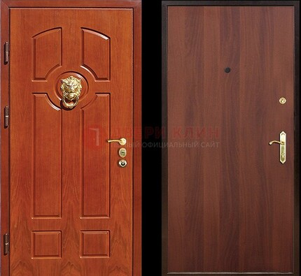 Оранжевая стальная дверь с МДФ ламинат внутри ДМ-18 в квартиру в Ярославле