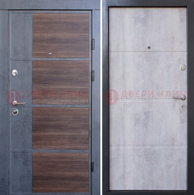 Серая железная дверь коричневой вставкой МДФ ДМ-211 в Ярославле