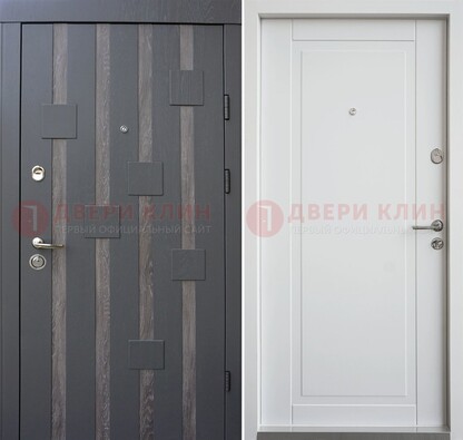 Темная металлическая дверь c белом МДФ внутри ДМ-231 в Ярославле