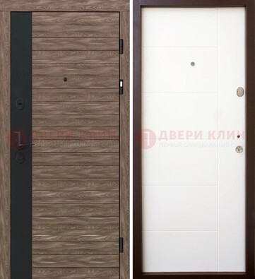Коричневая входная дверь с черной вставкой МДФ ДМ-239 в Ярославле