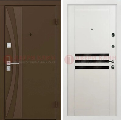 Стальная коричневая дверь с МДФ панелями ДМ-293 в Ярославле