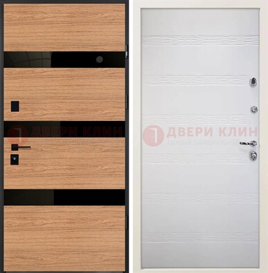 Металлическая темная дверь с МДФ в цвете Итальянский орех ДМ-312 в Ярославле