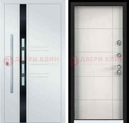 Металлическая дверь в белом цвете с МДФ ДМ-323 в Ярославле