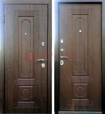 Коричневая металлическая дверь с МДФ ДМ-32 на дачу в Ярославле