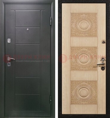 Темная железная дверь с МДФ в квартиру ДМ-344 в Ярославле