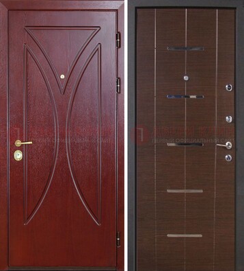 Темно-красная железная дверь с МДФ ДМ-370 в Ярославле