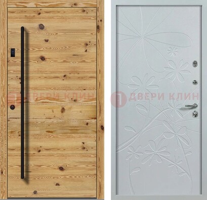 Металлическая дверь с МДФ в светлом цвете ДМ-412 в Ярославле