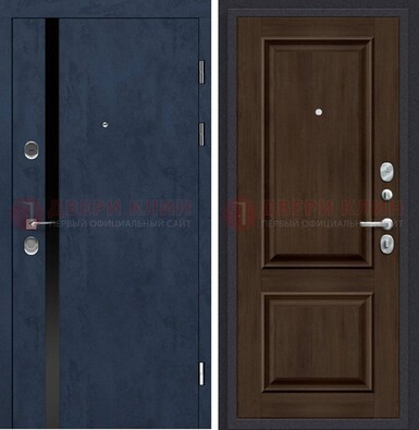 Синяя входная дверь МДФ с обеих сторон ДМ-473 в Ярославле