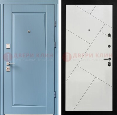 Синяя железная дверь с МДФ панелями ДМ-491 в Ярославле