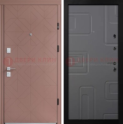 Красная стальная дверь в квартиру с МДФ хайтек ДМ-493 в Ярославле