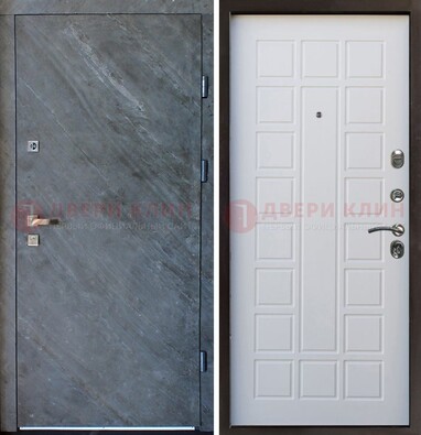 Железная дверь с МДФ серая и белая ДМ-505 в Ярославле