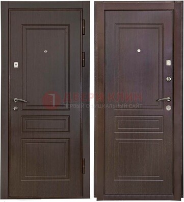 Антивандальная коричневая железная дверь с МДФ ДМ-61 в Ярославле