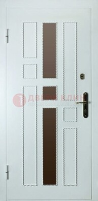 Белая стальная дверь с МДФ и декоративными вставками ДМ-62 в Ярославле