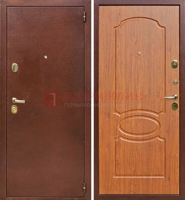 Коричневая стальная дверь с порошковым напылением ДП-137 в Тамбове