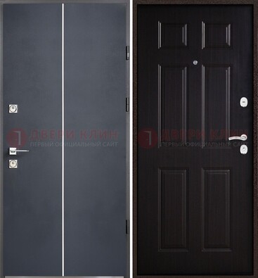Железная дверь с порошковым покрытием и отделкой Темный орех внутри ДП-211 в Балашихе