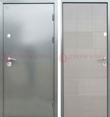 Металлическая серая дверь с порошковым покрытием и серым МДФ внутри ДП-250 в Самаре