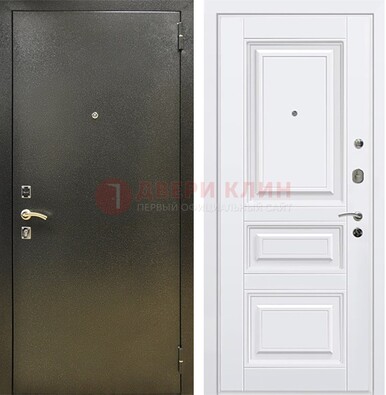 Железная темно-серая дверь с порошковым напылением и белой МДФ ДП-274 в Ярославле