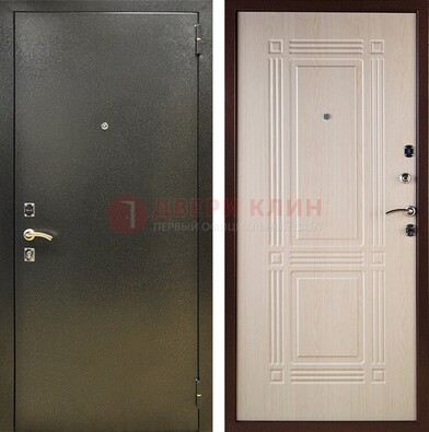 Стальная темно-серая дверь с порошковым напылением и МДФ Белый дуб ДП-277 в Ярославле