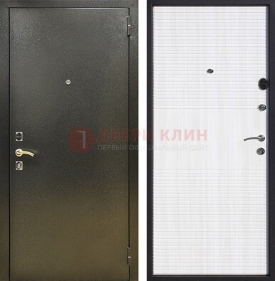Стальная темно-серая дверь с порошковой отделкой и МДФ Белый ясень ДП-279 в Ярославле