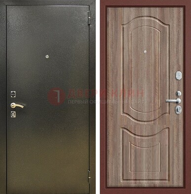 Темно-серая входная дверь с порошковым покрытием и коричневая МДФ ДП-290 в Ярославле