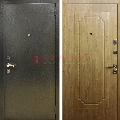 Темно-серая входная дверь с порошковым покрытием и МДФ Золотой дуб ДП-291 в Ярославле