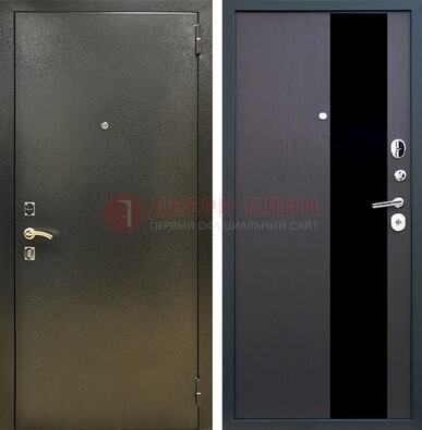 Входная темная дверь с порошковым покрытием и МДФ со стеклом ДП-294 в Уфе