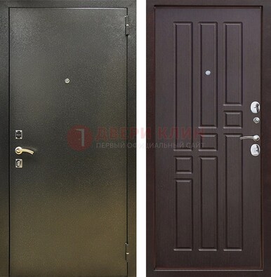 Входная темно-серая дверь с порошковым напылением и коричневой МДФ ДП-301 в Ярославле
