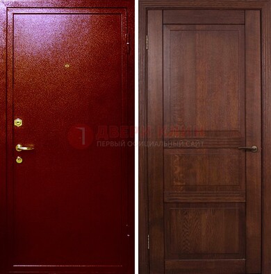 Красная железная дверь с порошковым окрасом ДП-58 в Ярославле