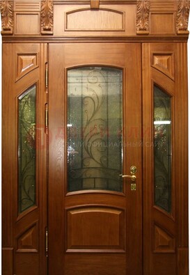 Парадная дверь со стеклянными вставками и ковкой ДПР-36 для дома в Ярославле