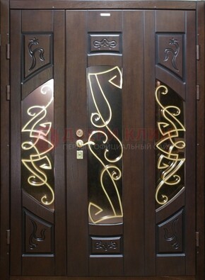 Парадная дверь со стеклом и ковкой ДПР-1 в каркасный дом в Ярославле