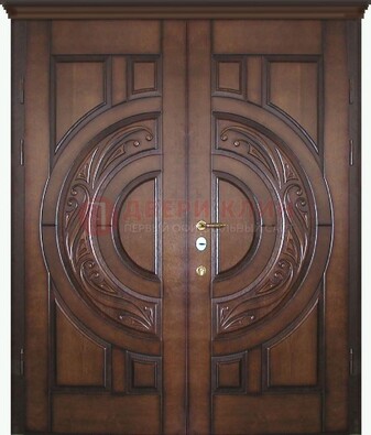 Утепленная коричневая стальная парадная дверь ДПР-51 в Ярославле