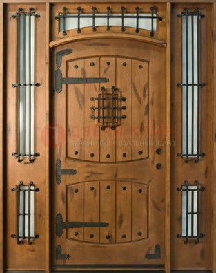 Парадная дверь с коваными элементами ДПР-68 в коттедж в Ярославле