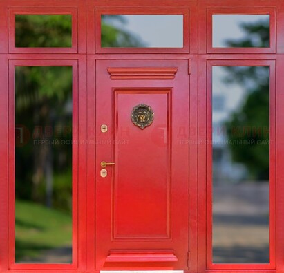 Красная парадная дверь для частного дома ДПР-88 в Ярославле