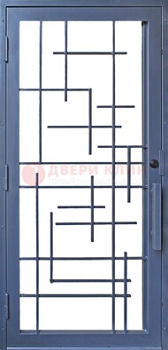 Современная железная решетчатая дверь синяя ДР-31 в Ярославле