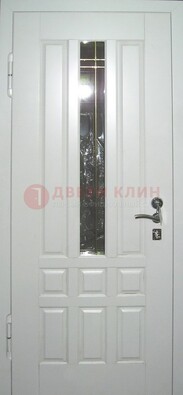 Белая металлическая дверь со стеклом ДС-1 в загородный дом в Ярославле